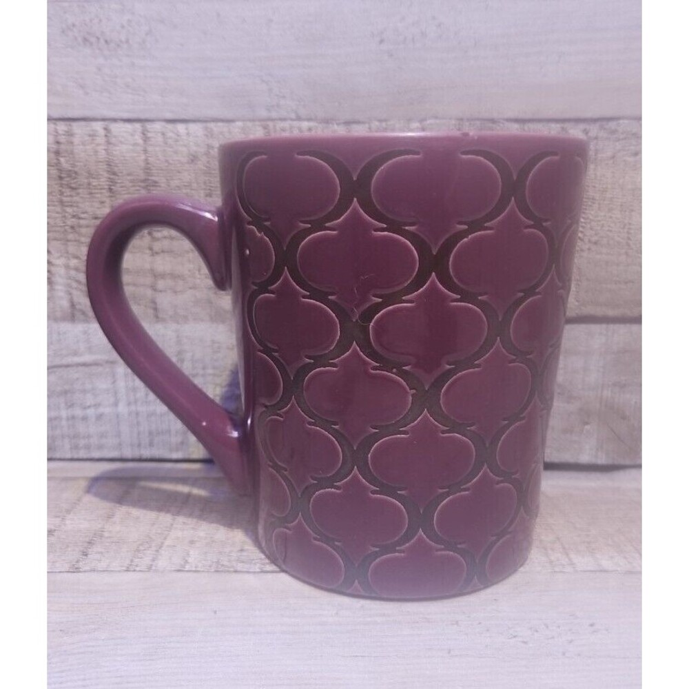 Boston Warehouse Ceramic 18 Oz Purple Black Crescent Design Coffee Mug